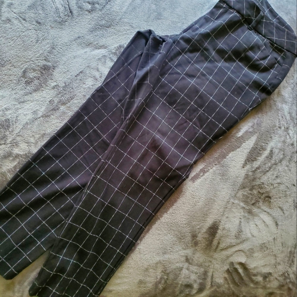 Black & white pinstripe trousers